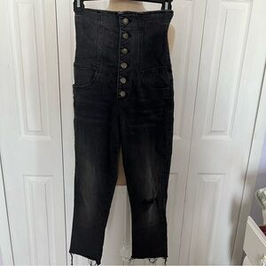Guess High Rise Corset Black Button Down Jeans